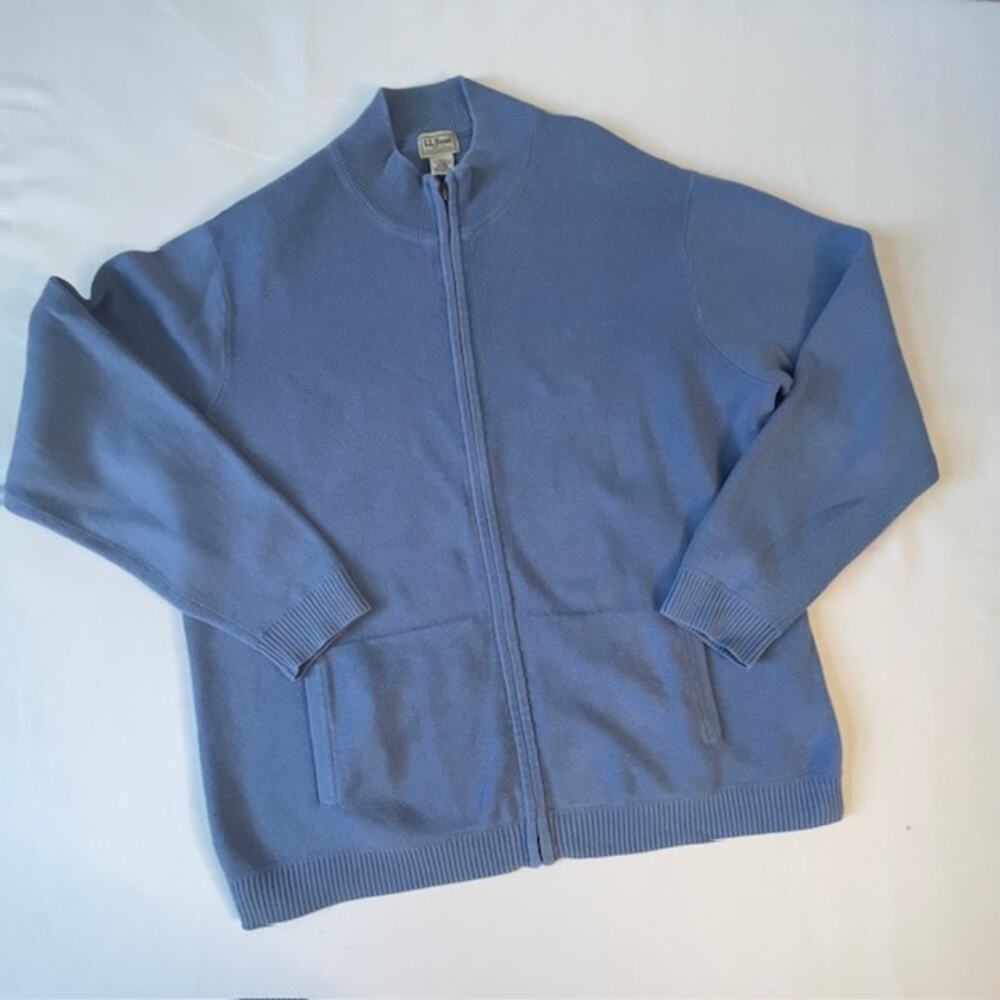 L.L.Bean Men’s Blue Cotton Zip Front Sweater Jacket XL Reg Classic Heritage